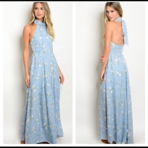 Boutique floral halter maxi dress